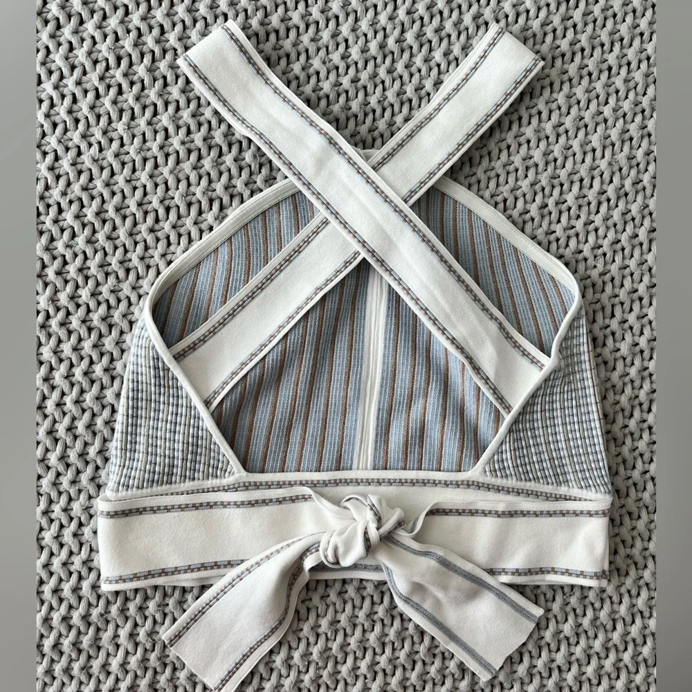 NWT Club Monaco Raeni Knit Cross Back Halter Crop Top - Picture 5 of 8
